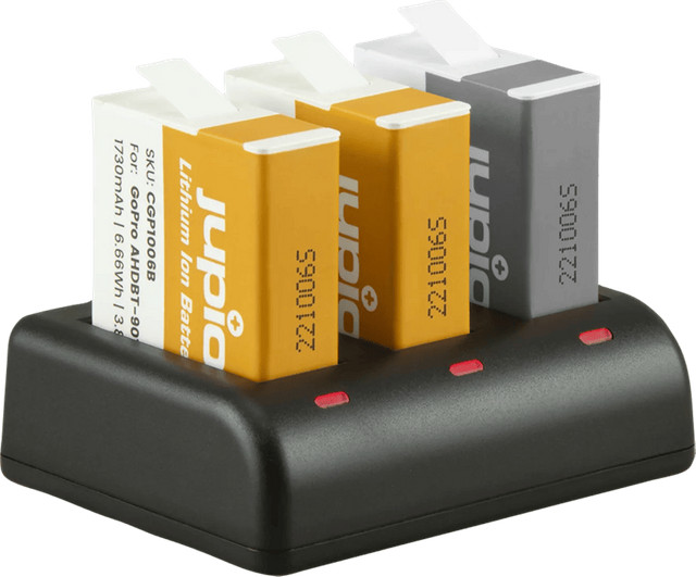 Jupio Kit: 2x Enduro Battery GoPro HERO 10/11/12 AHDBT-901 met Compact USB Triple Charger