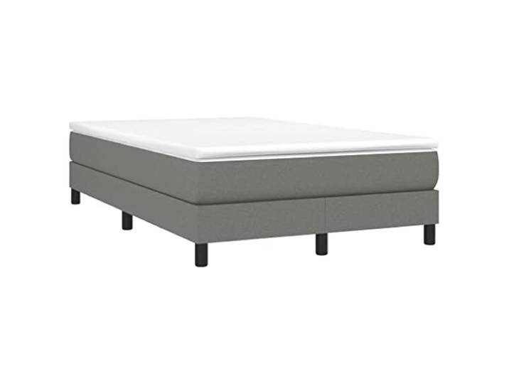 PUGYNBK Boxspringbett mit Matratze, 120 x 190 cm, Dunkelgrau Gefederte Federn, mittlere Festigkeit, atmungsaktives Gewebe, Lattenrost inklusive