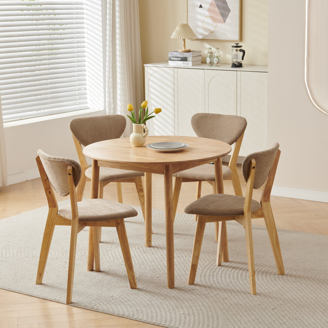 Brambly Cottage 5 -Person Solid Wood Dining Set Brown Fabric