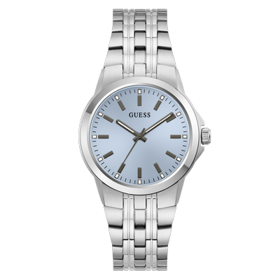 Quarzuhr GUESS "ARCHIE", silber (silberfarben, blau, silberfarben), Armbanduhren, Herren, Quarzuhr, Armbanduhr, Damenuhr, Herrenuhr, Edelstahlarmband, analog