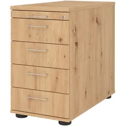 bümö Schreibtisch Schrank abschließbar, Schubladenschrank Holz in Asteiche, Container mit Schubladen - Schubladen Schrank Büro, Schreibtisch
