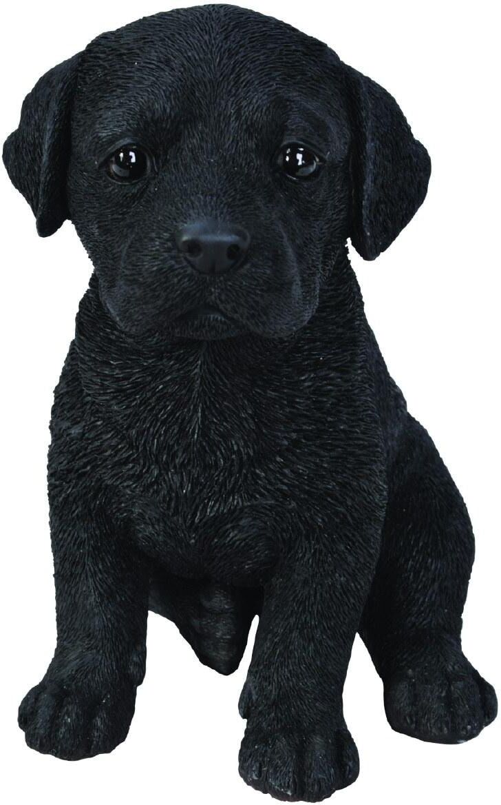Dekofigur "Vivid Arts Labrador Welpe, Schwarz", schwarz, B:12cm H:16,5cm T:14,3cm, Polyresin, Dekofiguren, Dekofigur schwarz B/H/T: 12cm x 16,5cm x 14,3cm