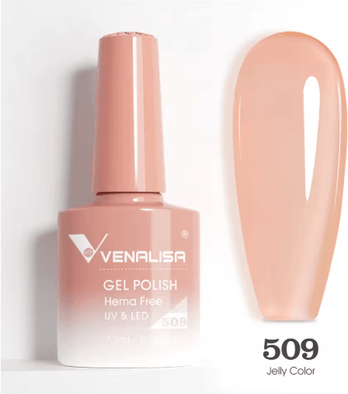 Inspire Picks Venalisa HEMA And TPO Free Glitter Gel Nail Polish Jelly Pink Nude Collection 509 Jelly Color