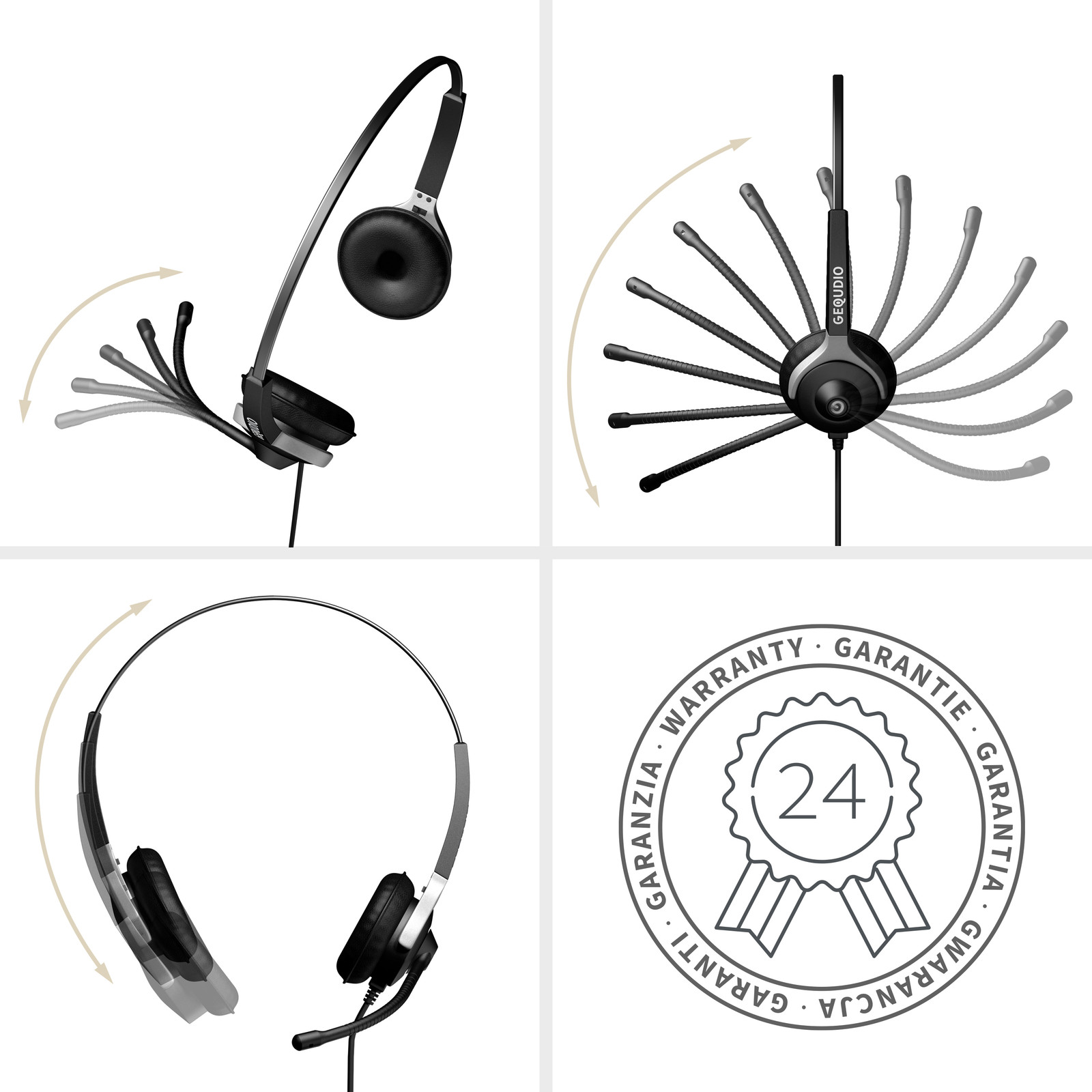 Gequdio WA9026 Headset met 3,5mm jack en 2-oors ontwerp