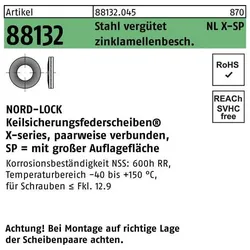 Nord-Lock, Zubehör Befestigungstechnik, Unterlegscheibe R 88132 NLX 12 SP Stahl vergütet zinklamellenbeschichtet