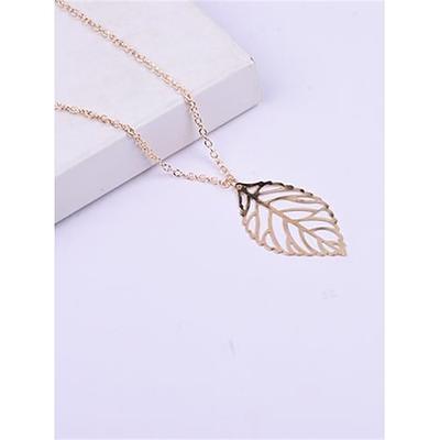 Damen-Halskette, 1 Stück, Blatt-Anhänger, Metalllegierung, lange Halskette, schicke blattförmige Kette, Schmuck-Halsketten (Silber, Gold, Einheitsgröße)