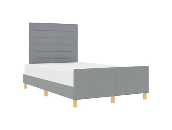 KKgypkn Plattformbett 120x190 cm mit Kopfteil, Stoffpolsterung Hellgrau, Bettgestell mit Schaumfüllung, inklusive Fußteil, minimalistisches Design