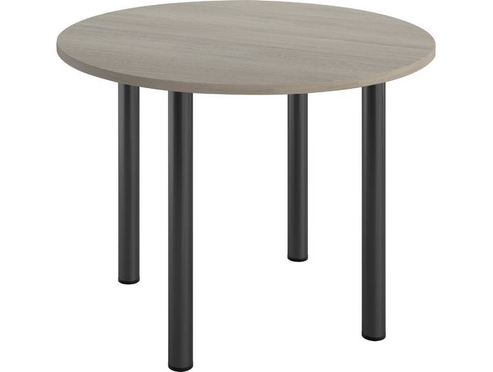 Table ronde L 100 cm Excellens plateau chêne gris 4 pieds métal anthracite - - Bruneau