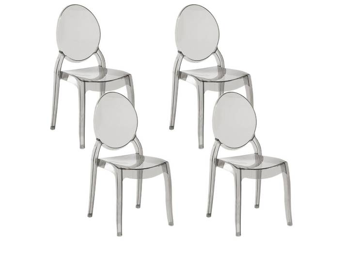 Beliani Stuhl 4er-Set Kunststoff Schwarz Merton, 55x95x46 cm, Esszimmer, Stühle