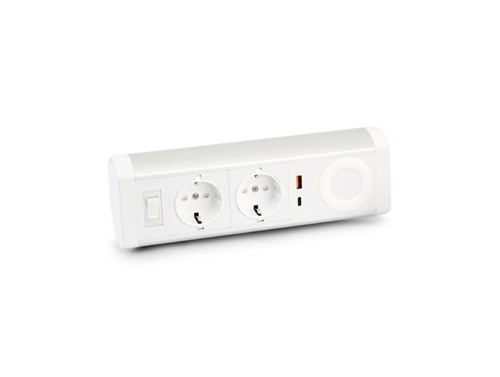 Urban Factory PPS03UF-WH, 1,35 m, Intérieure, Type F, Aluminium, Plastique, Acier, Argent, Blanc, Chine