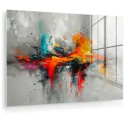 ACRYLGLASBILD Moderne Kunst - Orange - Grau - Abstrakt Wanddeko 60x40 cm