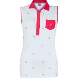 girls golf Polo Little Leaves, ärmellos, weiss/rot