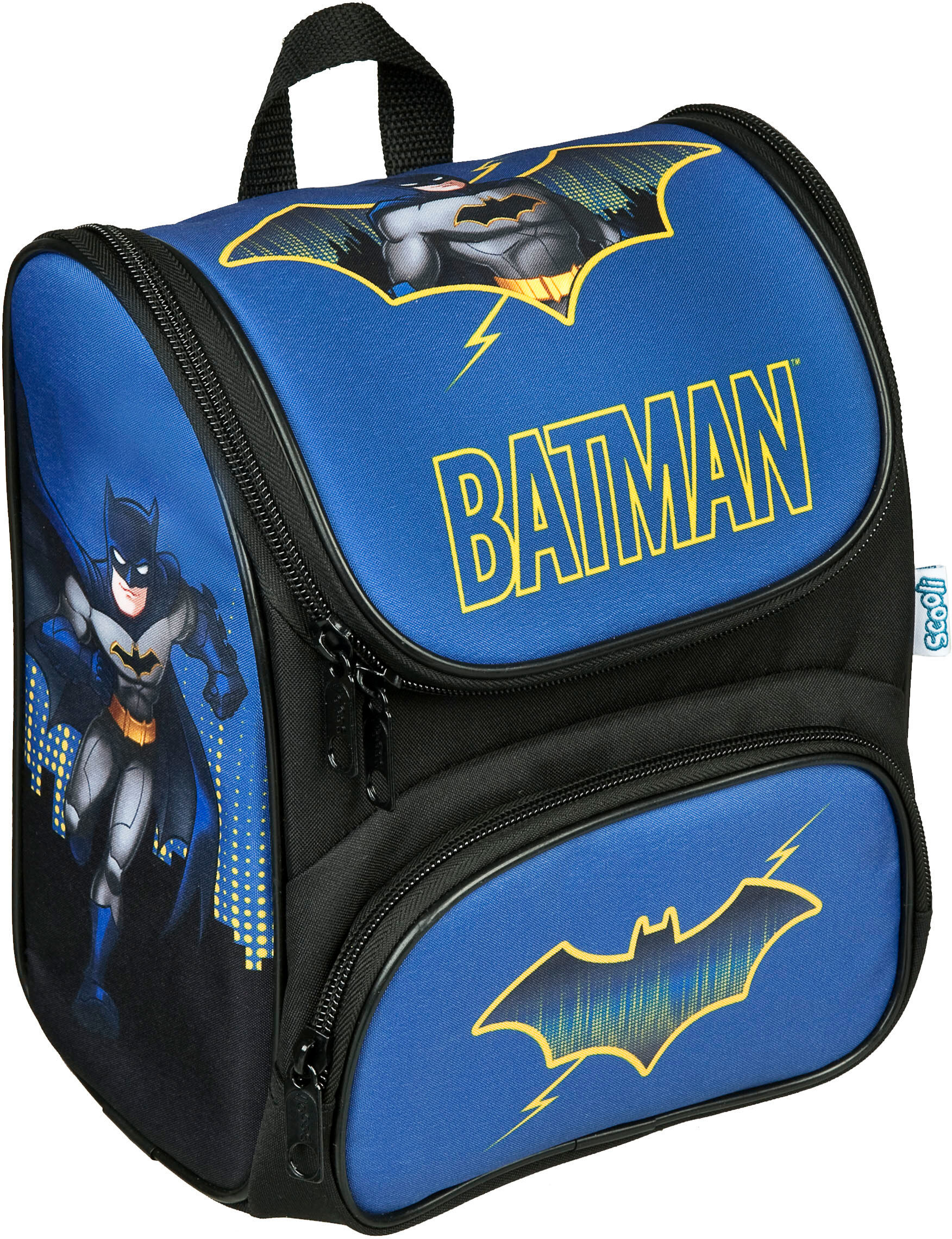 Vorschulranzen SCOOLI "Cutie", Kinder, Gr. B/H/T: 21cm x 23cm x 13cm, blau (batman), Polyester, gemustert, Rucksäcke Vorschulranzen batman B/H/T: 21cm x 23cm x 13cm