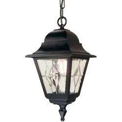 Außenleuchte Hängeleuchte Kettenlaterne ALU-Druckguss Glas D 18,4 cm Schwarz