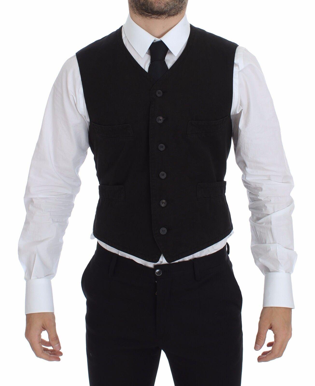 Zwart Katoenen Vest Klassieke Stijl