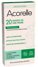 Acorelle Bandes de Cire Froide Aisselles & Maillot Bio x 20 Unités - Boîte 20 bandes de cire froide