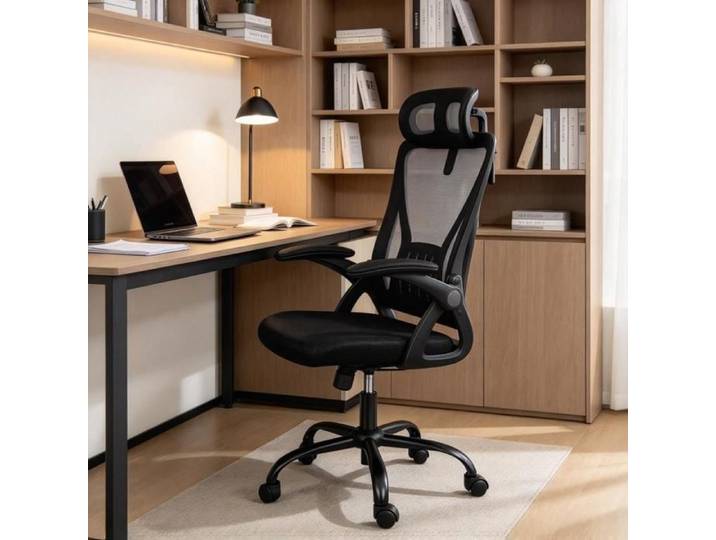 PIPIPOXER Fauteuil de bureau ergonomique maille respirante appui-tête réglable chaise pivotante à roulettes étude à domicile