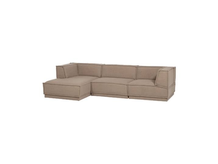 Canapé chaise longue gauche tissu teddy taupe Manu