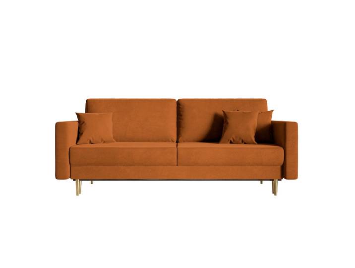 Dreisitziges ausklappbares Sofa Valico in kupferfarbenem Samt,