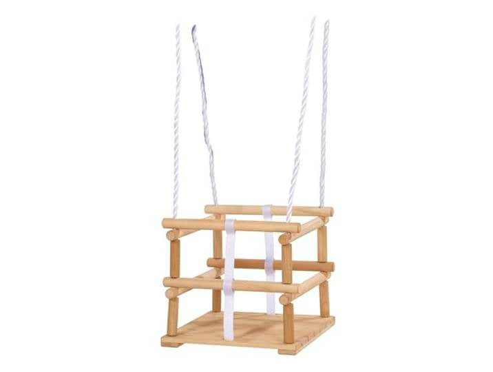 Eichhorn Gitterschaukel - Outdoor-Holzschaukel, höhenverstellbare Seile, sicherer Sitz mit Umrandung, belastbar bis 20kg, Holzspielgerät für Kleinkinder, naturfarben, ab 1 Jahr, 30x30 cm