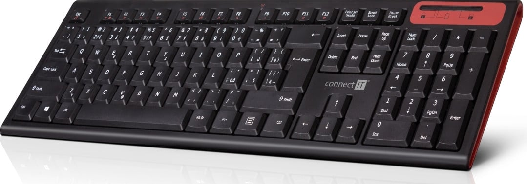 Connect IT CKB-3000-CS Draadloos Toetsenbord, Volledige grootte, Zwart-Rood