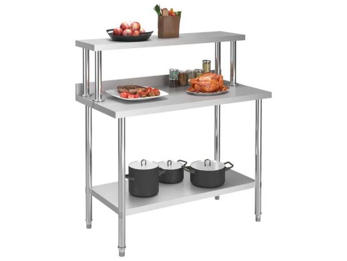 Table de travail de cuisine - VIDAXL - 120x60x120 cm - Inox - Robuste - Avec dosseret