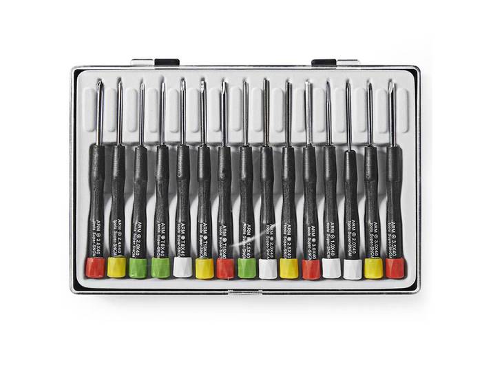 Präzisions-Schraubendreher-Set mit Etui, 15-teilig, Torx, Schlitz, Kreuz, Sechskant