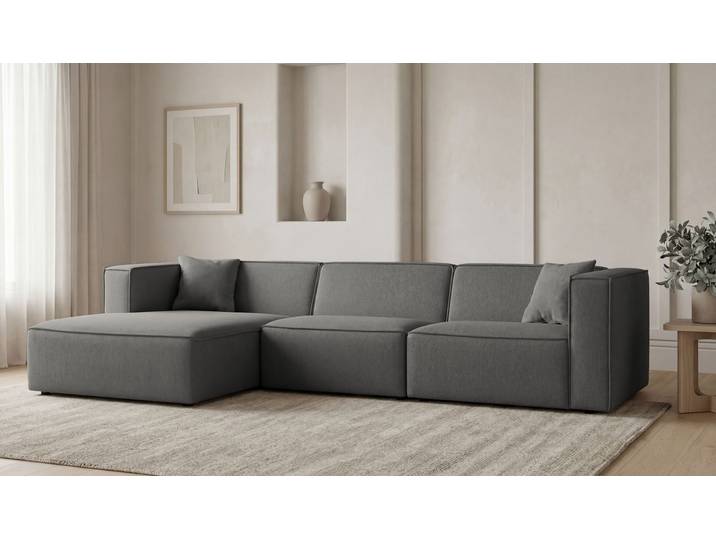 Ecksofa, Webstoff fein, Grau, 312×154×73 cm, Recamiere Links, Klassisch, OTTO HOME