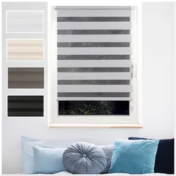 Ondeco Doppelrollo Just Klemmfix  Seitenzugrollo Blickdicht Klemmfix Farbe: Grau, Größe: 140x160 cm