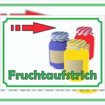 HB-Druck Fruchtaufstrich Marmelade Werbeaufkleber mit Pfeil nach rechts Hofladen Verkaufsförderung A3 (297x420mm)