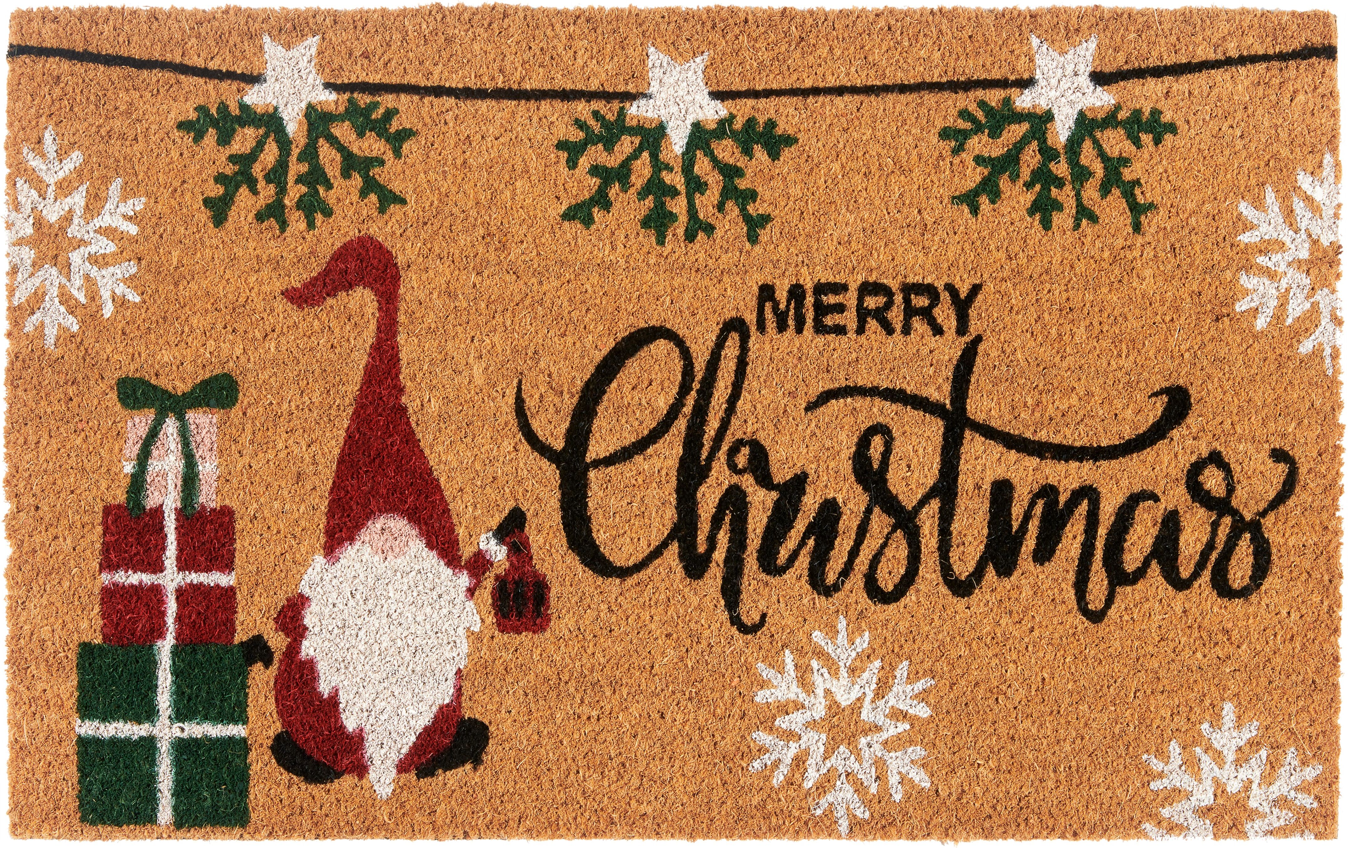 Fussmatte HANSE HOME "Kokos Merry Christmas Gifts, Türmatte", braun (kokos), B:40cm H:15mm L:70cm, Kokos, Teppiche, Fussmatte, Schmutzfangmatte, Rutschfest, Outdoor, Weihnachten, Kokosmatte, Flur kokos B : 40cm 1 Stk., 15mm, L: 70cm