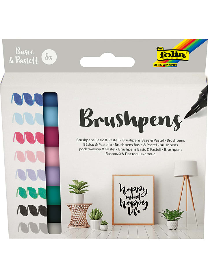 folia PAPER Brushpen in Bunt - 8 Stück - onesize