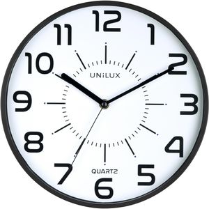 Unilux Wanduhr Pop, Kunststoff, analog, Quarzuhr, Ø 28 cm, schwarz, lautlos