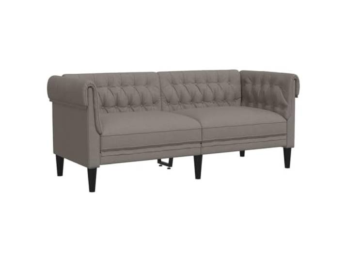 Coespram Chesterfield Sofa 2-Sitzer Taupe Stoff Couch 182,5 cm Klassische Steppung mit gerollten Armlehnen für das Wohnzimmer, bequeme Polsterung und langlebiger Polyesterbezug.