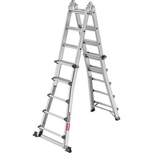 Hailo Teleskopleiter Master M100, 7540-407, Länge 4,4m, mit Treppenfunktion, aus eloxiertem Aluminium mit 4 x 5 Stufen