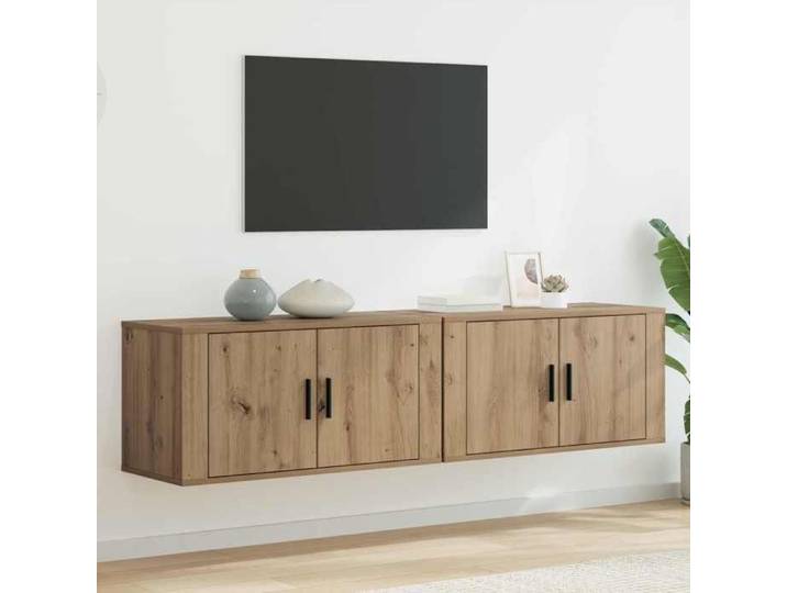 Ensemble Armoires-HIFI mural (Lot de 2) - Meuble TV suspendu - Grande espace - Chêne artisanal(2 parcel) T6729