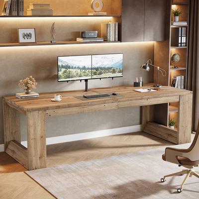 Two Person Desk Solid Wood Extra Long Computer Desk for Home Office by 1Easylife