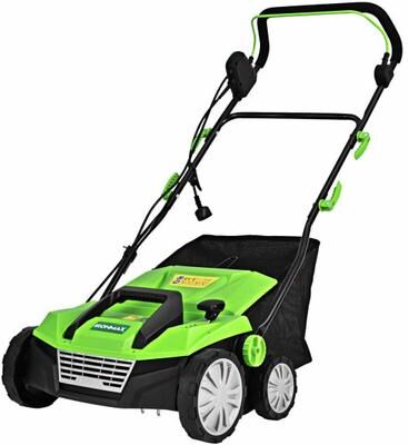 Costway 15 Inch 13 Amp Electric Scarifier with Collection Bag and Removable Blades-Green