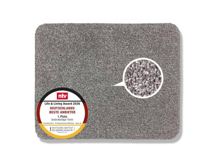 Rutschfeste Schmutzfangmatte innen waschbar - Grau 60 x 75 cm (Rechteckig) Saugfähige Sauberlaufmatte Innenbereich Entra SAUGSTARK pflegeleicht Sauberlaufmatte 100% Baumwolle Türmatte robust Fußmatte