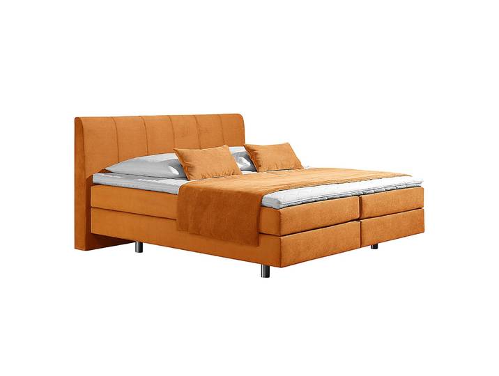 Lit boxspring Baila 180 x 200cm Tissu Jaune/Jaune D2 souple Matelas à ressorts Bonnell