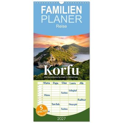 Familienplaner 2027 - Korfu - Die paradiesische Insel im Mittelmeer. mit 5 Spalten (Wandkalender, 21 x 45 cm) CALVENDO
