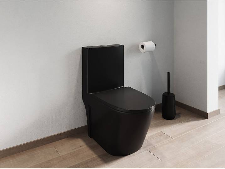 Stand-WC aus Keramik - Schwarz matt - Ablauf waagerecht - NAGILAM