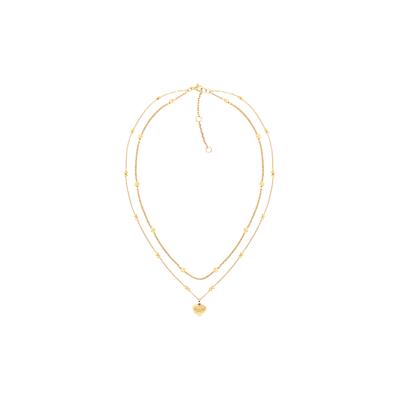 Kette mit Anhänger TOMMY HILFIGER "LAYERED", gelbgoldfarben, rot, blau, weiß, Halsketten, Damen, Edelstahl, L: 45,5 B: 2mm, B:2mm