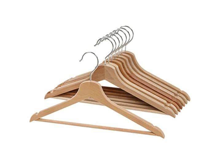 Ikea Bumerang Lot de 8 cintres en Bois de feuillus Massif\, Coloris Naturel\, Vernis Acrylique incolore
