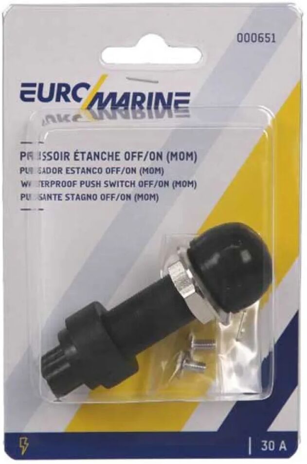 Euromarine Interruptor De Botón Pulsador Impermeable Silver / Black 30 A