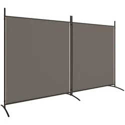Décoshop26 - Raumteiler 2 Paneele 348 x 180 cm anthrazitfarbener Stoff und Eisen DEC030708 DEC030708