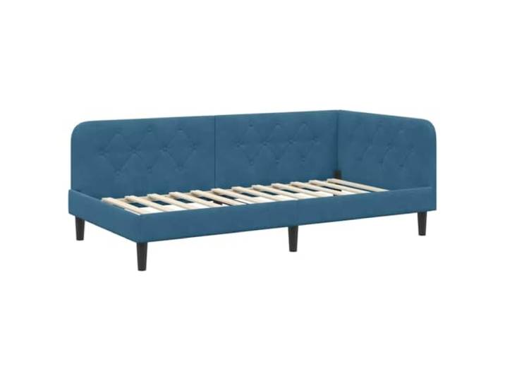 PUGYNBK Eckbettgestell in Blau, 100 x 200 cm, Samt Wendbare Armlehne, Schlafsofa, L-Design, platzsparend, moderner Stil