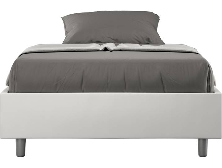 ITYHOME - Cadre de lit 1 place et demi coffre rembourré 120x200 similicuir blanc Azelia
