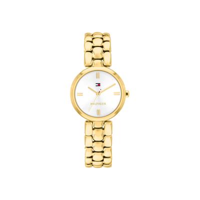 Quarzuhr TOMMY HILFIGER "ANNIE", gold (goldfarben, weiß, weiß), Armbanduhren, Damen, goldfarben, Quarzuhr, Armbanduhr, Damenuhr, Edelstahlarmband, analog