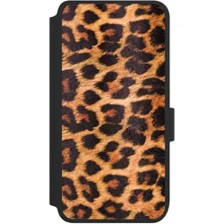 Nivocase Klapphülle für Samsung Galaxy S25 Handyhülle aus Kunst Leder NIVOflip schwarz Animalprint Fell (Samsung Galaxy S25), Smartphone Hülle, Schwarz